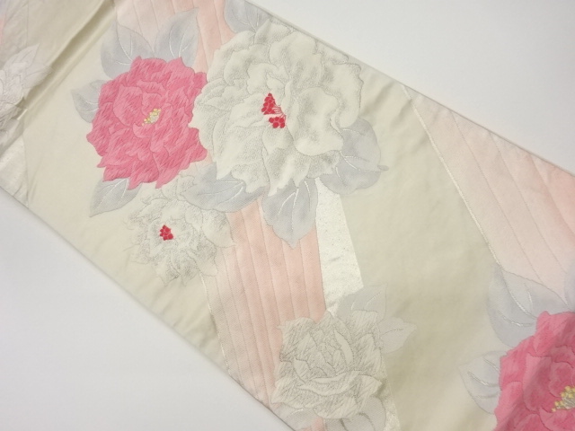 JAPANESE KIMONO / VINTAGE FUKURO OBI / WOVEN FLOWERS